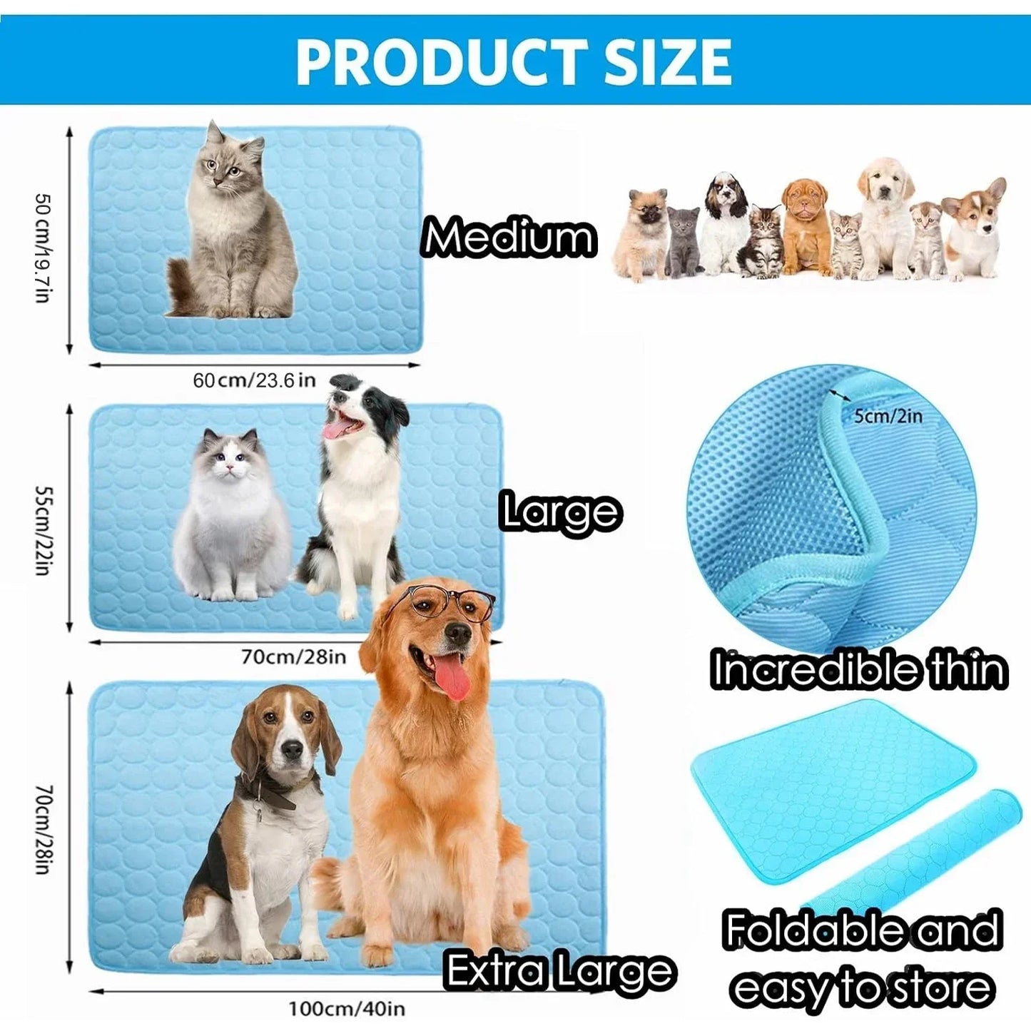 Dog Cooling Mat Large Cooling Pad Summer Pet Bed for Dogs Cats Kennel Pad Breathable Pet Self Cooling Blanket Crate Sleep Mat