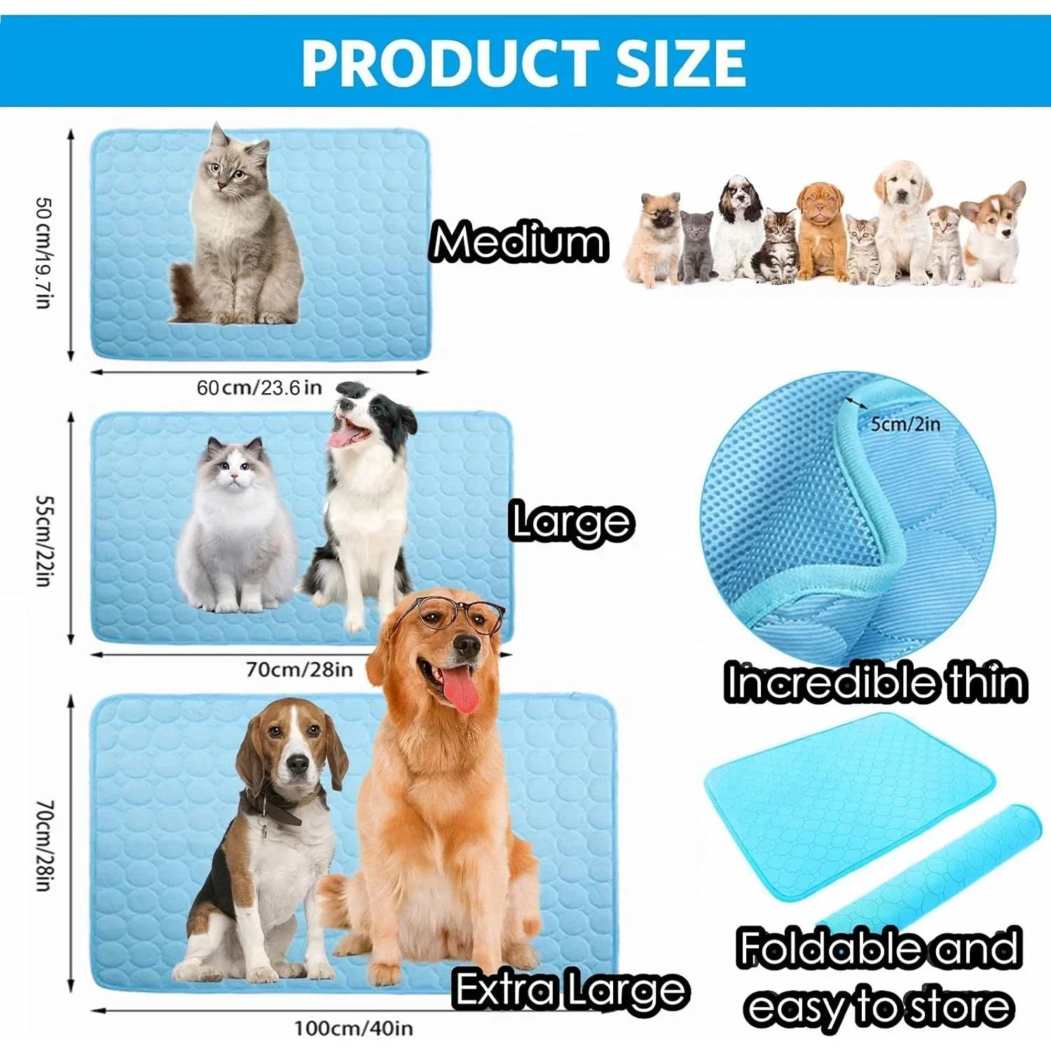 Dog Cooling Mat Large Cooling Pad Summer Pet Bed for Dogs Cats Kennel Pad Breathable Pet Self Cooling Blanket Crate Sleep Mat