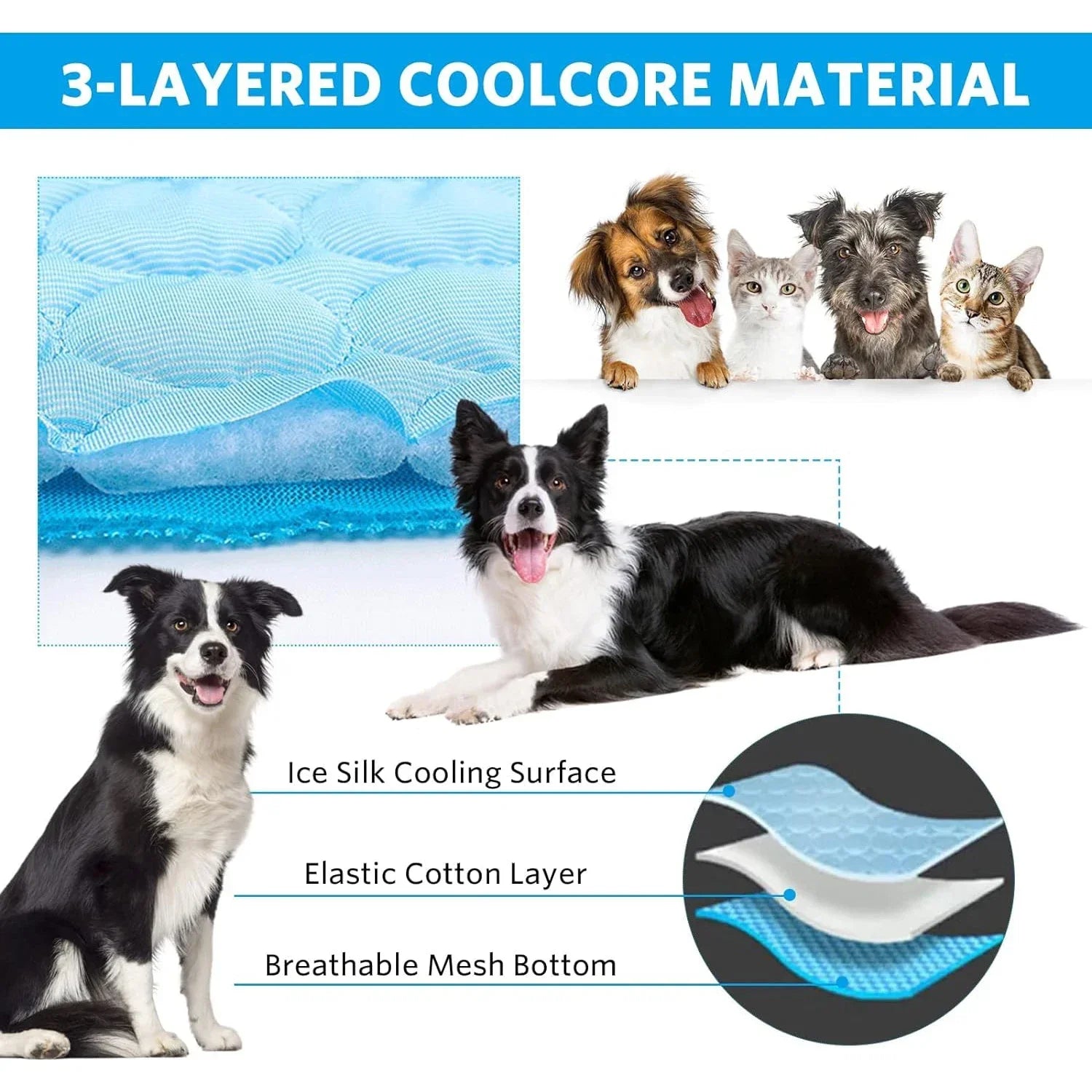 Dog Cooling Mat Large Cooling Pad Summer Pet Bed for Dogs Cats Kennel Pad Breathable Pet Self Cooling Blanket Crate Sleep Mat